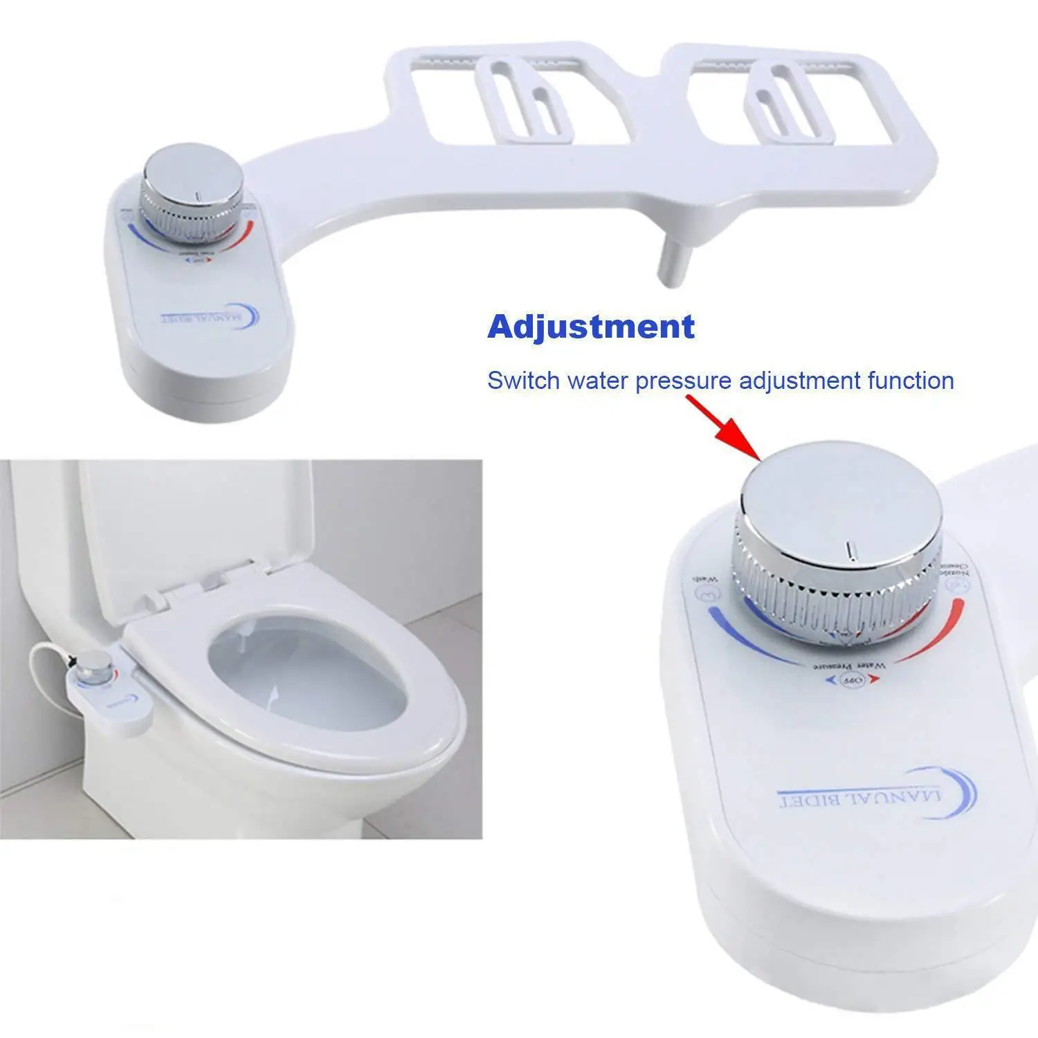 Slim Toilet Seat Wash Ass Adjustable Water Pressure Easy Installation Smart Toilet Lid for Washing Buttocks Bidet No Electricity