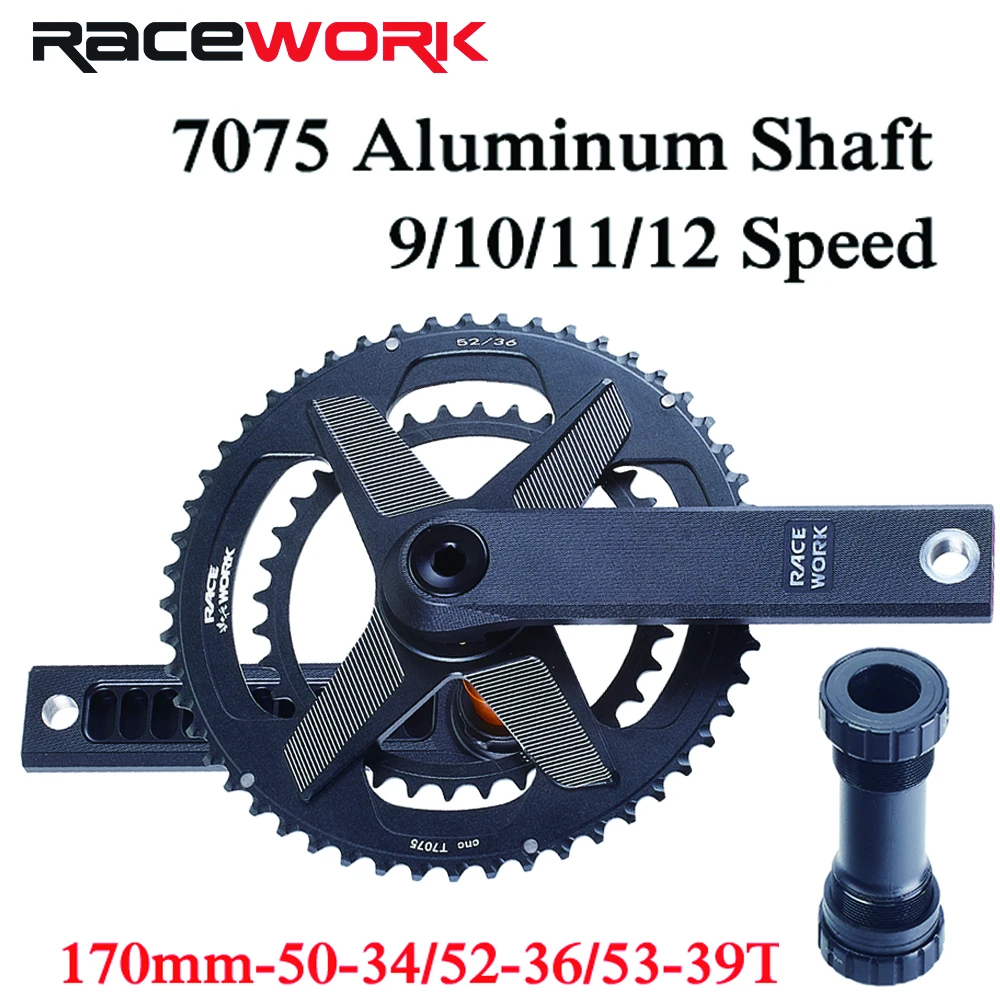 

Racework road crank 50-34T/52-36T/53-39T GXP 170mm Highway Folding Bicycles 9S/10S/11S/12S wide-narrow sprocket crank