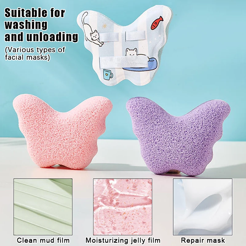 فراشة غسل الوجه نفخة إسفنجة لينة الوجه التقشير نفخة رغوة للتنظيف العميق مناسبة لإزالة ماكياج وغسل