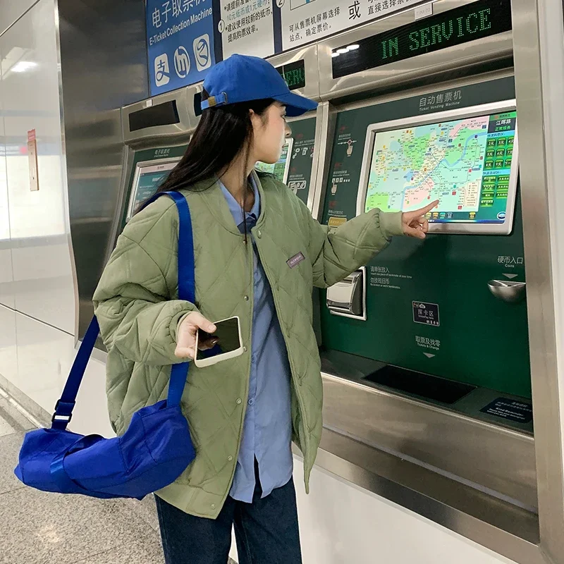 

Хлопковое пальто в ромбовидную клетку, новое женское бейсбольное утолщенное пальто