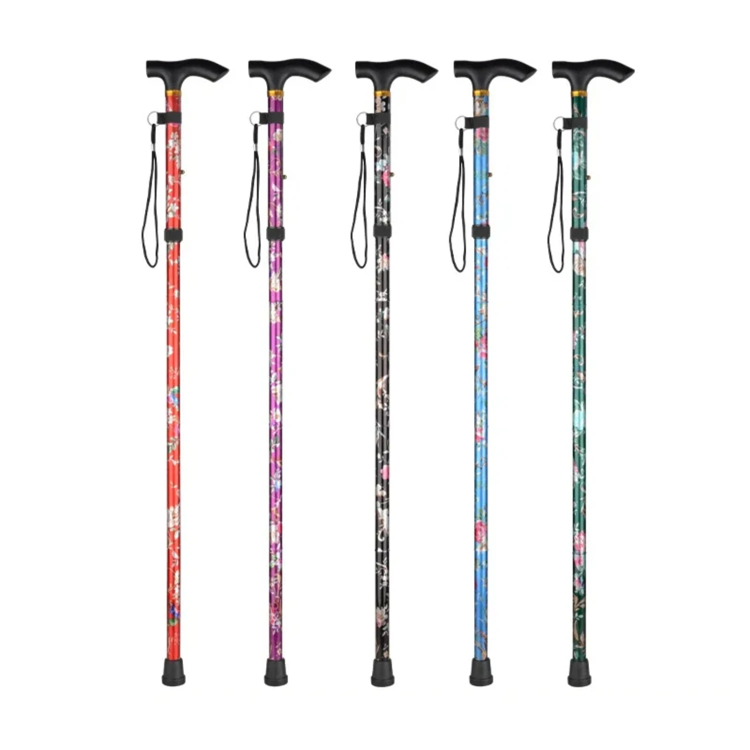 Printing Walking Stick Hiking Camping Mountaineering Poles Telescopic Baton Trekking Poles Folding Cane Crutches Pole Unisex