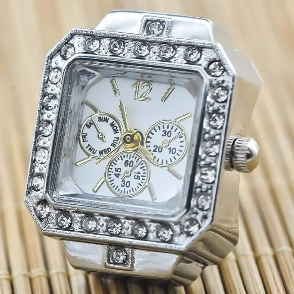 Hip Hop Vintage Rings Jewelry Clock Heart Shape Alloy Roman Quartz Watch Retro Punk Finger Watch Ring Man