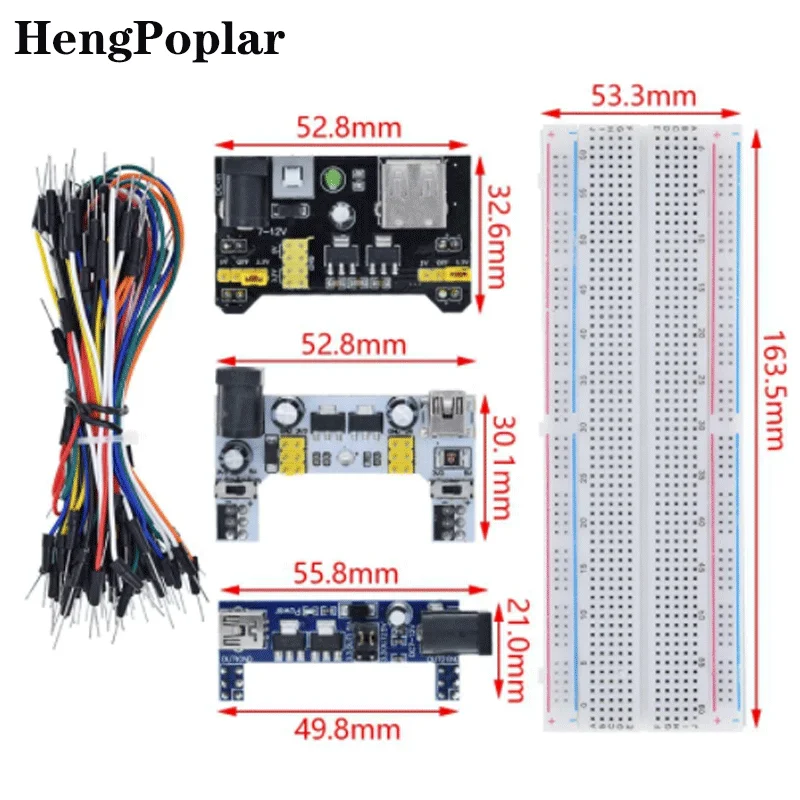 3.3V/5V MB102 Breadboard power module+MB-102 830 points Prototype Bread board for arduino kit +65 jumper wires wholesale