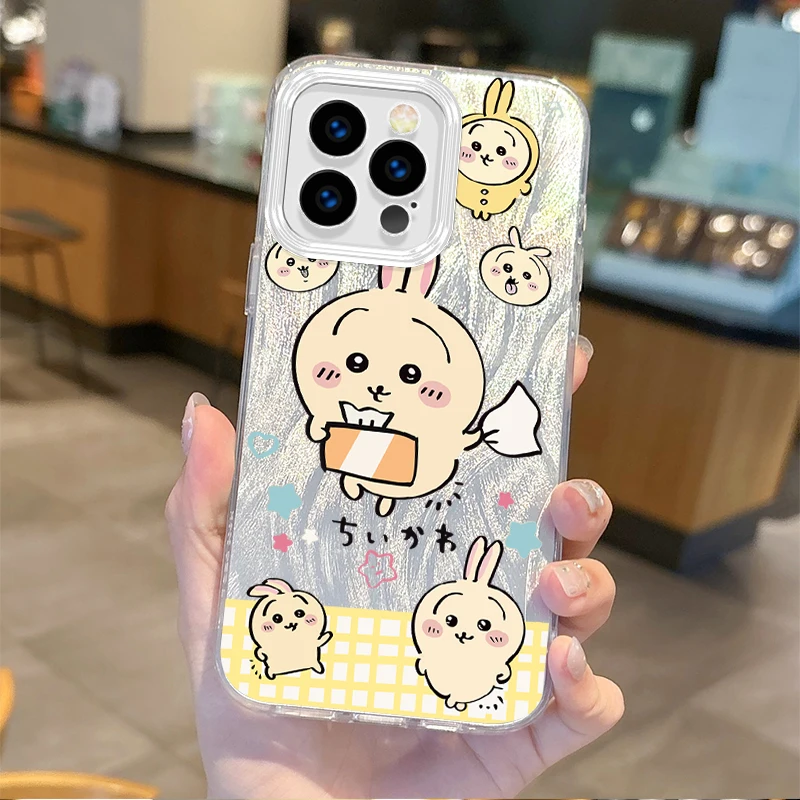 Lovely J-Jiyikawas Cartoon Gradient Phone Case for iPhone 16 15 14 13 12 11 8 7 6 Pro Max Plus XS XR Hard Shockproof Matte Cover