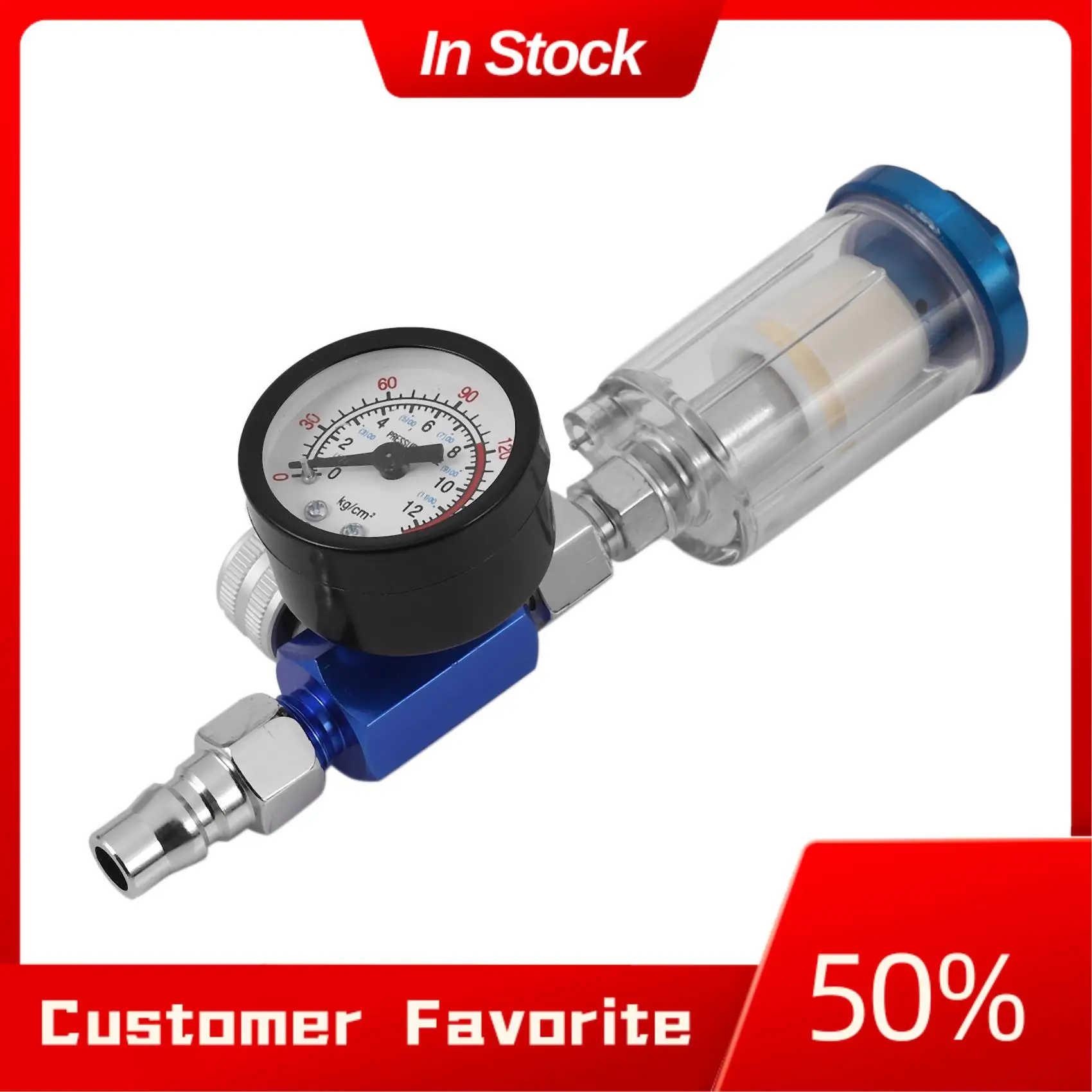 

AT03 Top 1/4 Scratch Air Pressure Regulator Gauge Spray Tool & In-Line Water Trap Filter Oil-Water Separator Pneumatic Tool