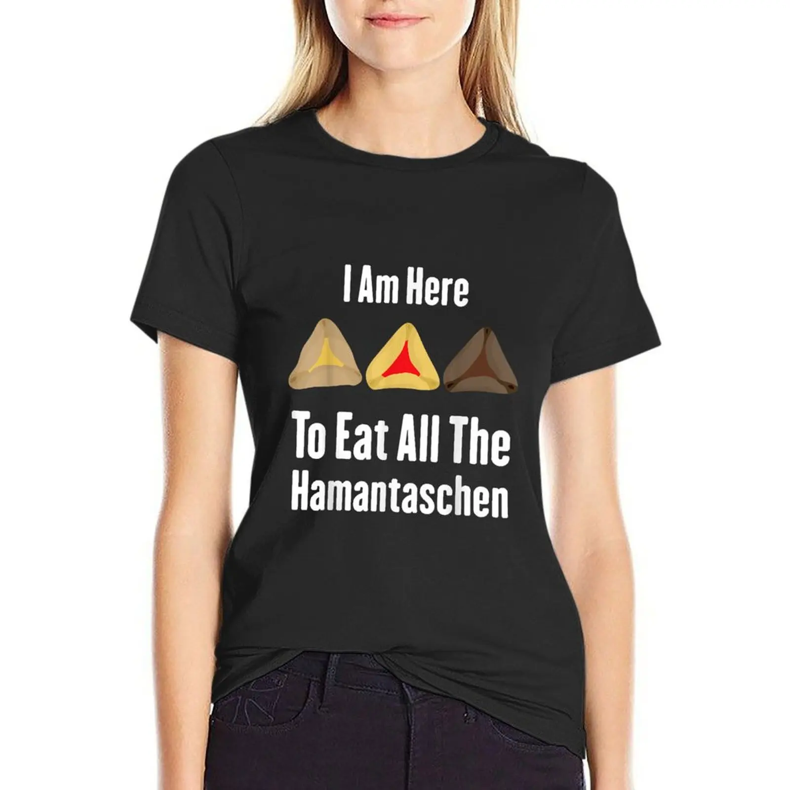 Purim Costume Esther I Am Here To Eat All The Hamantaschen T-Shirt Female clothing sublime t-shirts for Women pack