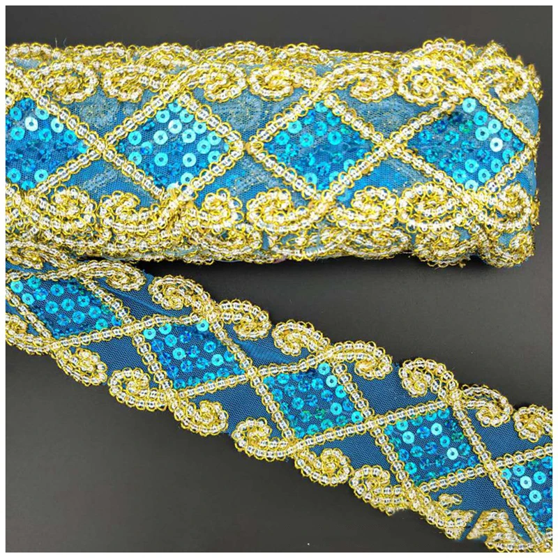 1/3/5 Yards 60mm Diamond Sequins Lace Trim Ribbon For Stage Performance Party Cosplay Wedding Clothes DIY Accessories 2023 New