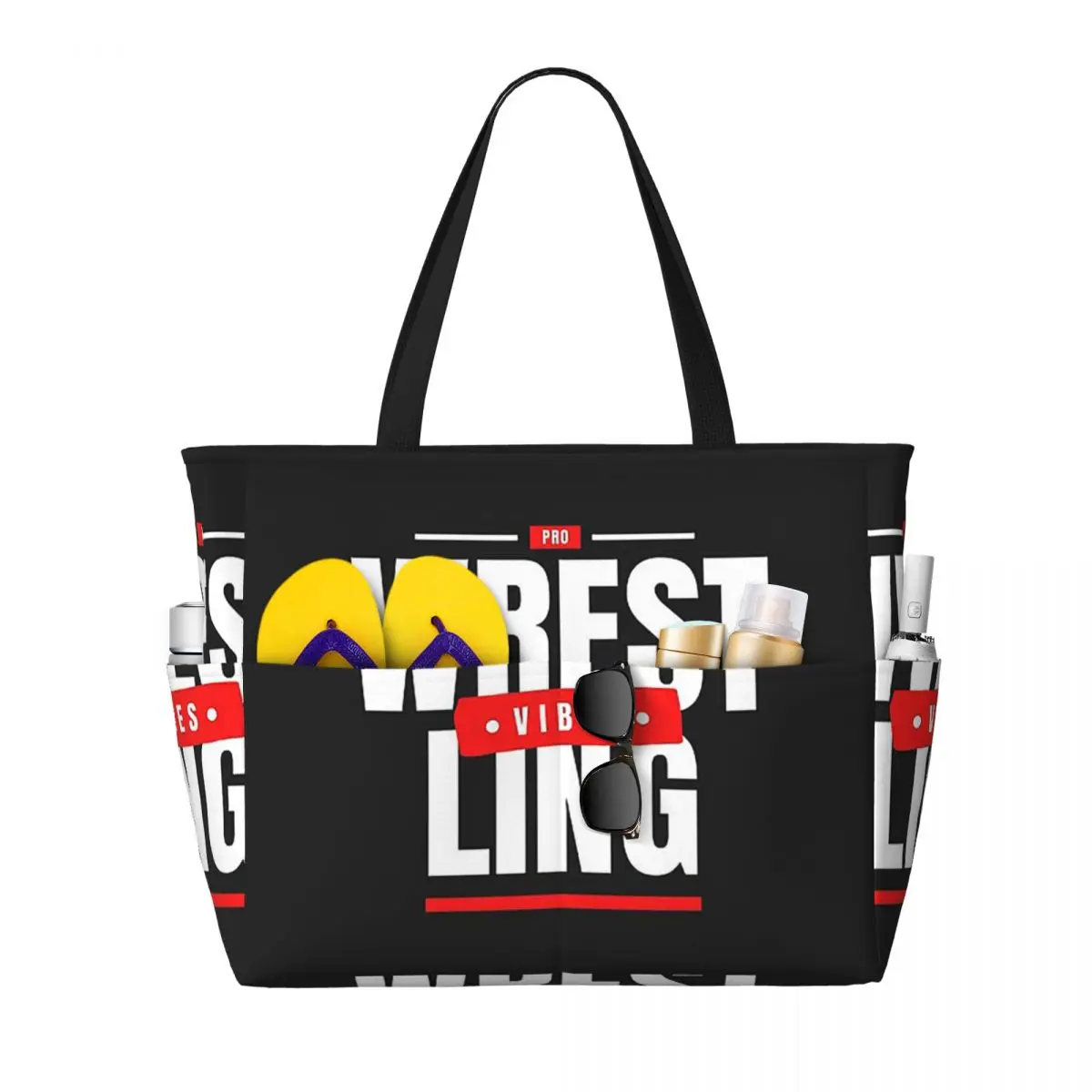 

Pro Wrestling Vibes Beach Tote Bag Sport Gym Yoga Duffle Large Tote Bag Women Travel Bag Fitness bag