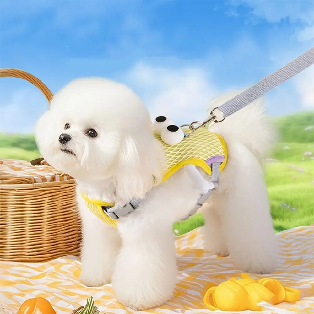 

Cute Cartoon Pet Chest Harness Vest Breathable Adjustable Dog Harness Vest Anti-Escape Big Eyes Cat Chest Straps Outdoor