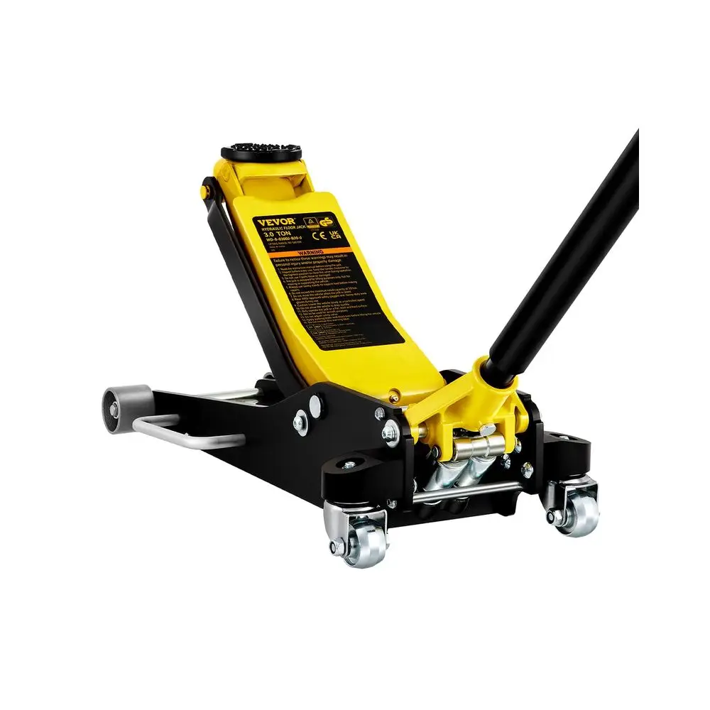

3-Ton Low Profile Steel Racing Floor Jack with Dual-Piston Pump for SUVs, Lifting Range 3-19.5, Yellow and Black