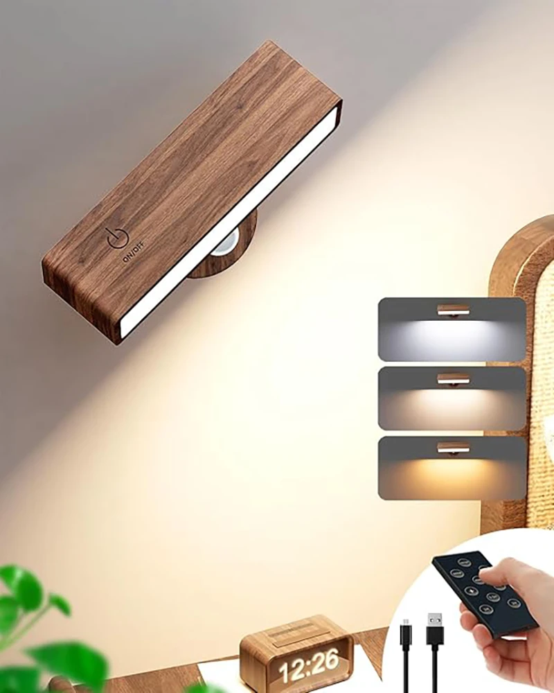 أدى الجدار مصباح القراءة مصباح التحكم باللمس الأشعة تحت الحمراء عن بعد 3 ألوان USB إعادة شحن اللاسلكية المحمولة ضوء الليل لغرفة النوم بجانب السرير