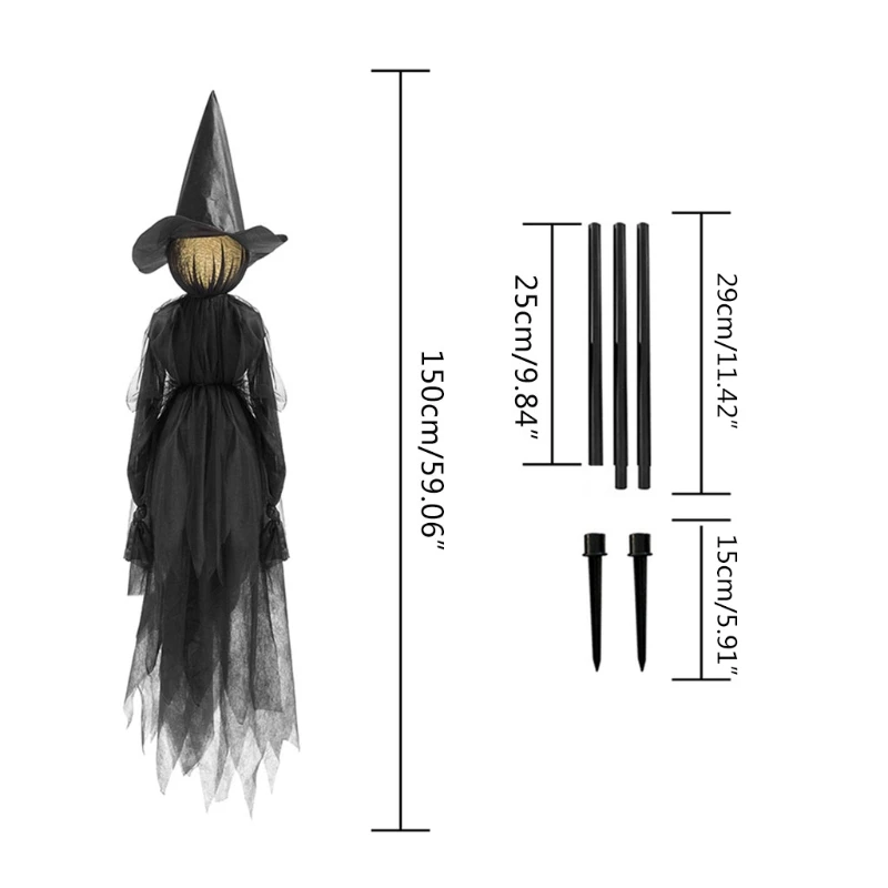 023 Newest Halloween Witch Yard Stakes Luminous Decoration Outdoor Large Light Up Holding  Screaming Witches Holding Hands