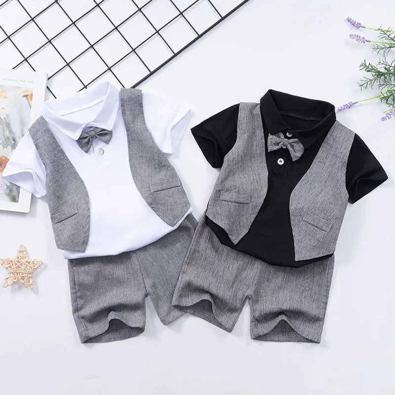 Summer New Baby Boy Clothes Sets T-shirt Shirt + Shorts Suit Casual Boys Clothing 1-5 Years