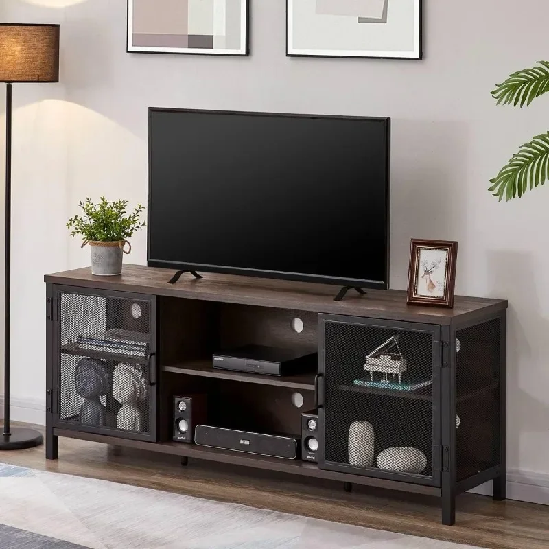 Industrial Entertainment Center, Rustic Wooden TV Stand,  TV Console and TV Cabinet for Living Room