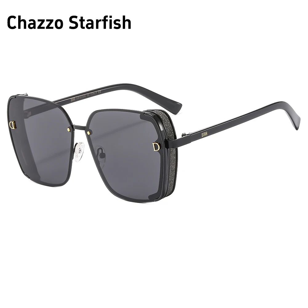 

New Women's Brand Style Sunglasses Fashionable Metal Shining Crystal Large Frame Polarized Sunglasses Designer's Trendy Glasses