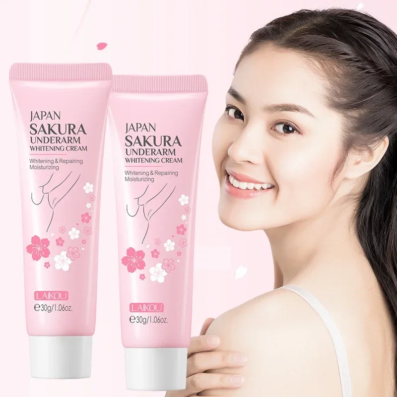 Japan Sakura Underarm Whitening Cream Knee Buttocks Dark Skin Bleach Improve Melanin Pigmentation Dull Moisturizing Brighten 30g