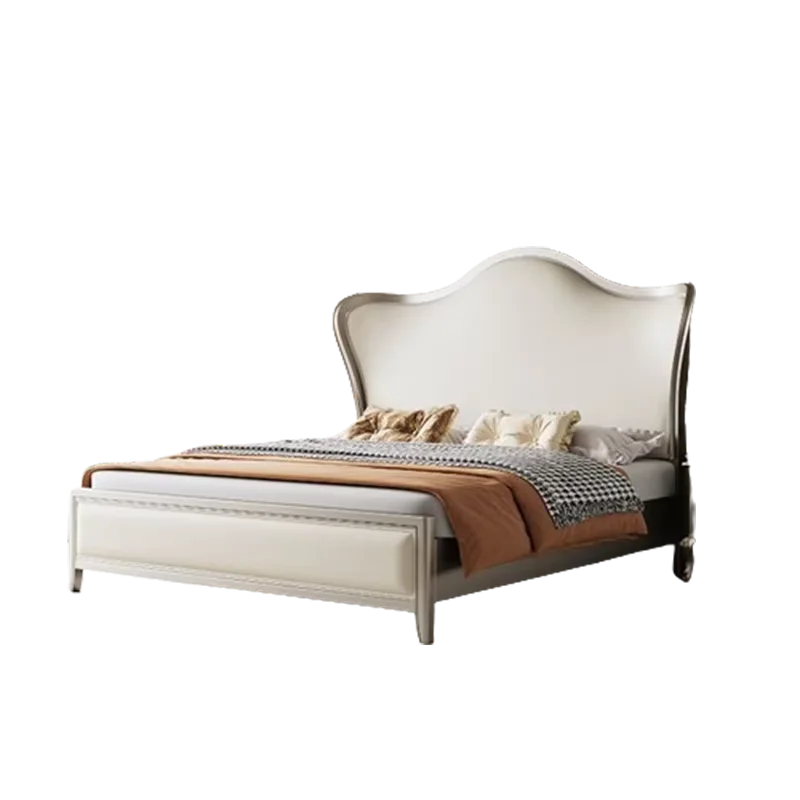 Backrest Sale Luxury Double Bed Modern Leather Wooden Adults Bedroom Double Bed Twin Queen Frame Cama Matrimonial Home Furniture