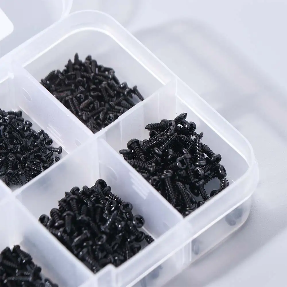M1 M1.2 M1.4 M1.7 Self Tapping Screws Micro Cross Phillips Black Computer Screws with Box Carbon Steel Laptop Screws Woodworking