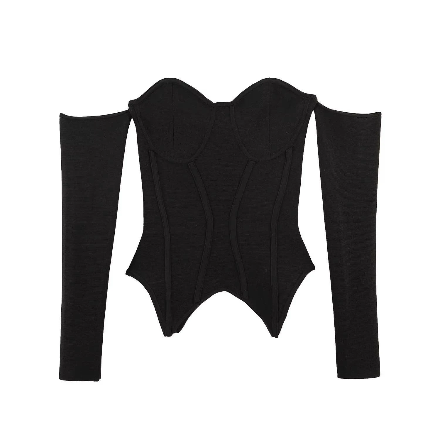 

Вязаный облегающий топ из хлопка и полиэстера, весенний стиль, однотонный, в британском стиле, с высокой эластичностью, укороченный, для повседневной носки (для взрослых)