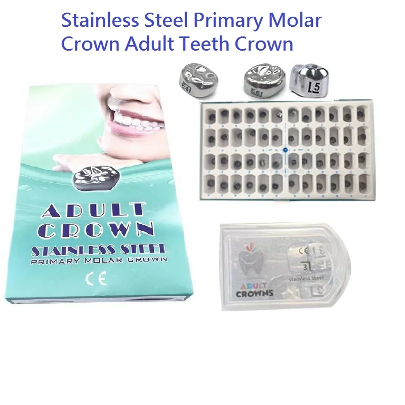 

48PCS Stainless Steel Adult Teeth Crowns Primary Molar Temporary Refill Crown For Adult Dental Orthodontic Adult Tooth Crowns