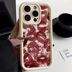 Coques en silicone liquide Red Lips pour iPhone, coque souple antichoc pour iPhone 13, 11, 16 Pro Max, 15, 14, 12, 13, XS Max, X, Poly 7, 8 Plus SE