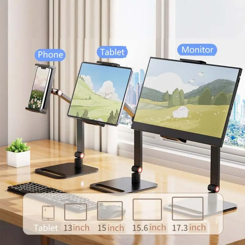 Universal Expandable Monitor Desk Holder Adjustable Foldable Tablet Stand 360° Swivel Tablet Bracket for 12-17in