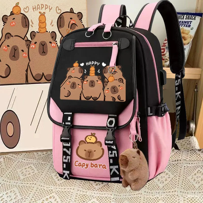 Capybara Schoolbag Y2K Kawaii Kamado Bag Doll Students School Casual Cartoon Cute Bag Laptop Travel Rucksack Unisex Outdoor New