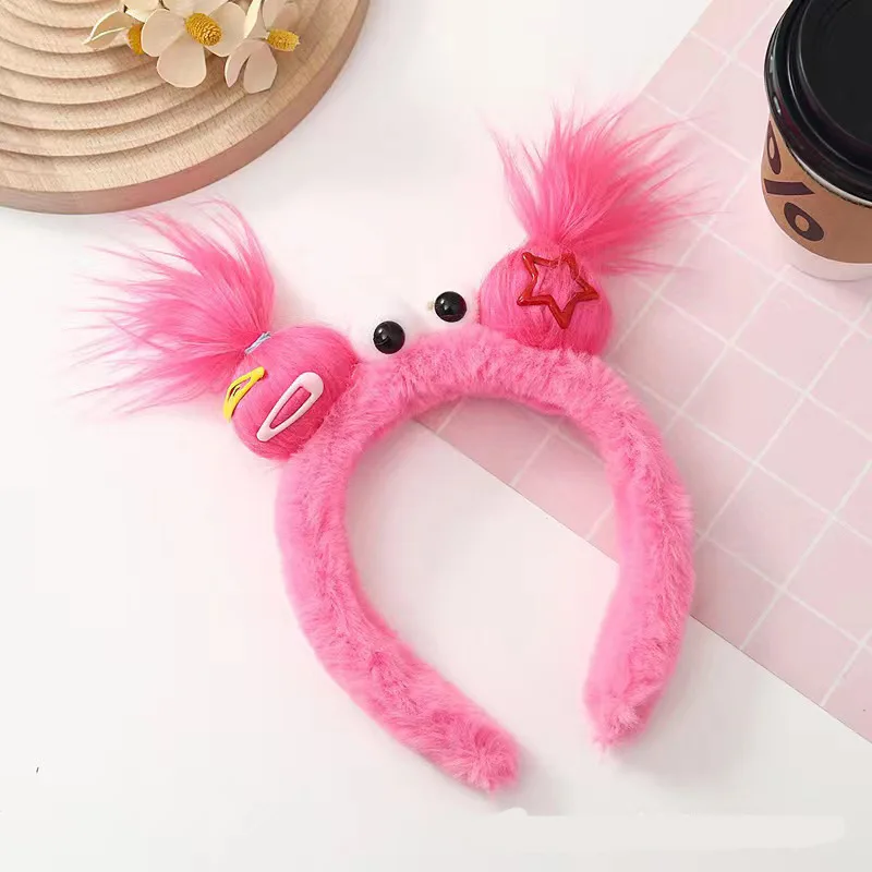 1 Pcs New Children\'s Funny Plush Ugly Doll Cute Personality Trend Design Hair Accessories Funny Happy Sister Headdress