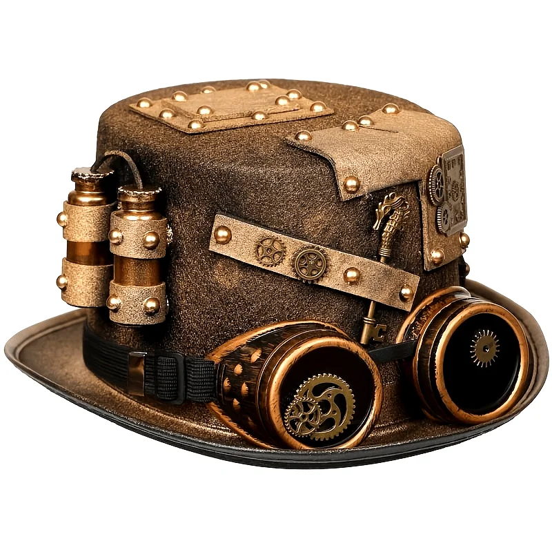 

Steampunk Golden Hat With Goggles For Men And Women Stage Performance Halloween Cosplay Party Caps