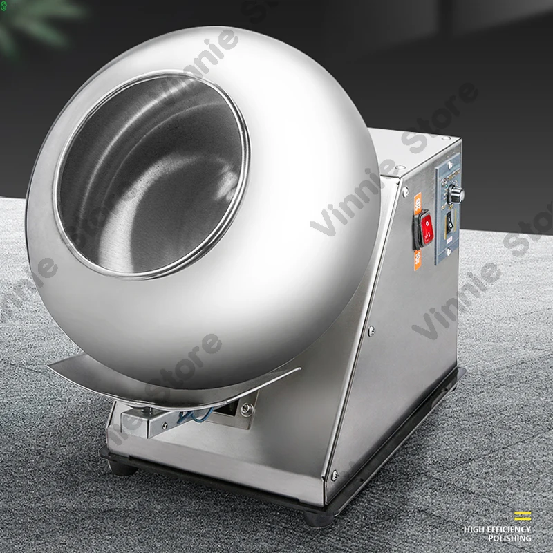 220V Commercial Small Sugar Coating Polishing Machine Stainless Steel Comes With Heating Drying Food Processing Equipment 280W