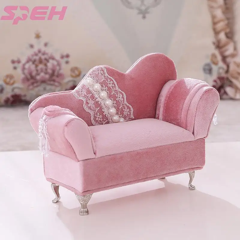 Original design pearl lace pink velvet art European Korean high-grade furniture furniture sofa jewelry box