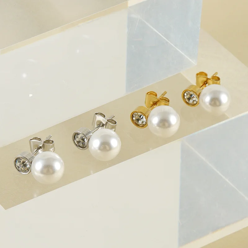 Boucles d'oreilles Big Pearl Stud pour femme, plaqué or 18 carats, bijoux Boho remplis d'or, acier inoxydable, qualité supérieure