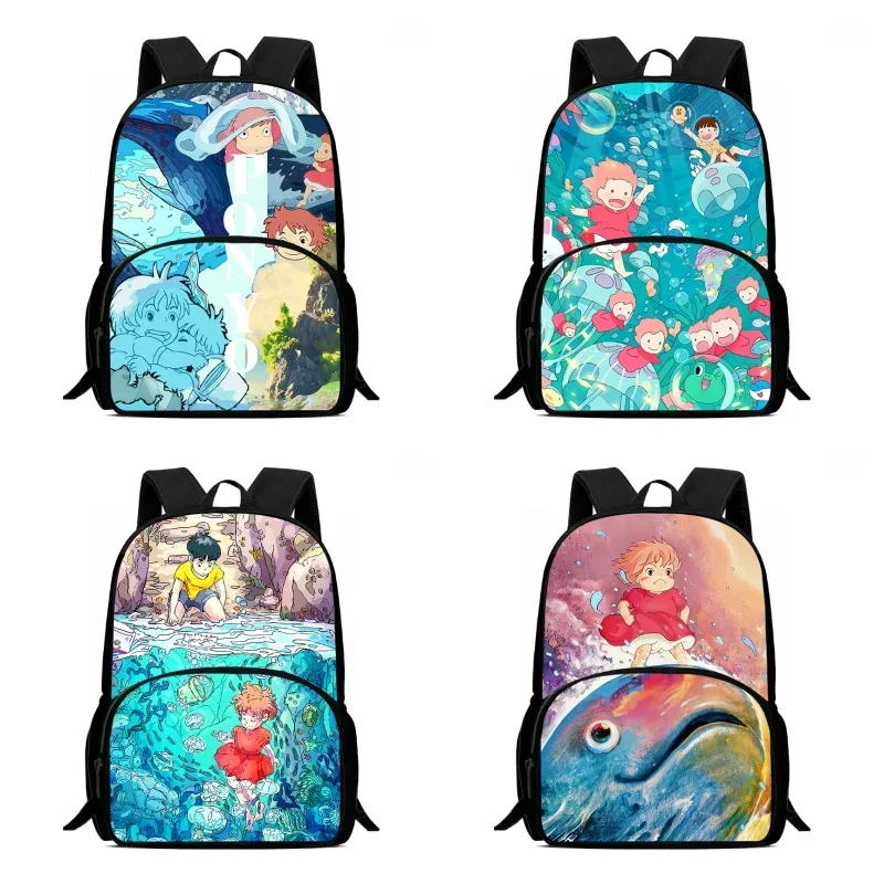 Anime Ponyo Child School Bags,Cartoon Ponyo School Backpack for Boys Girls,Durable Kids Backpack for Pupil Students