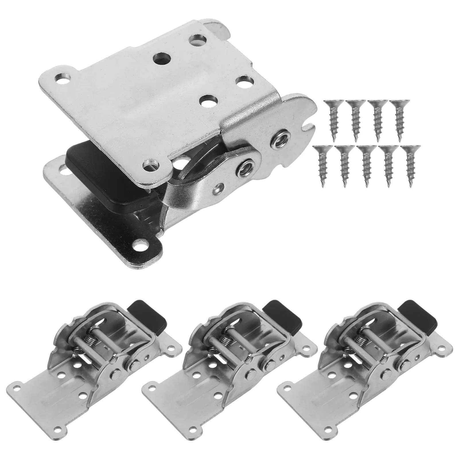 

4Pcs Folding Hinge Brackets Stainless Steel Heavy Duty Self-Lock Locking Legs Brackets for Table Bed Cabinets Furniture Folding