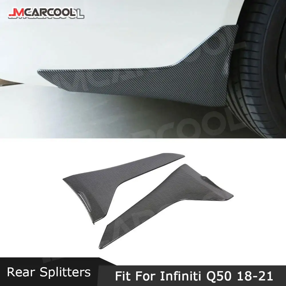 

JMCARCOOL ABS Material Carbon Fiber Rear Bumper Splitters Mudguard Trims for Infiniti Q50 Base Sport 2018 2019 2020 2021 Cover