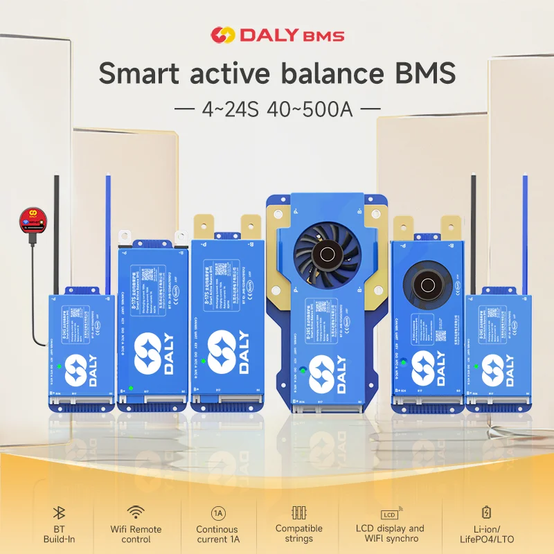 

Daly Balance Bms 4S 12V 16S 48V for Electric Forklift Golf Carts 3S-24S 40A 200A 250A 300A 400A 500A Smart BMS with WIFI/CAN