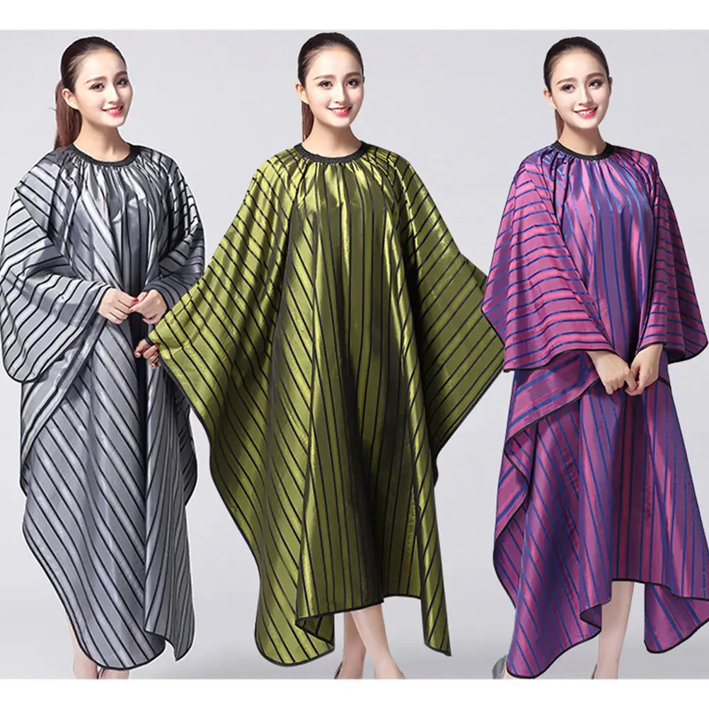 Stripe Design Waterproof Haircut Cape Durable Lightweight Hairdressing Cloak Hair Cutting Gown for Men Women Purple