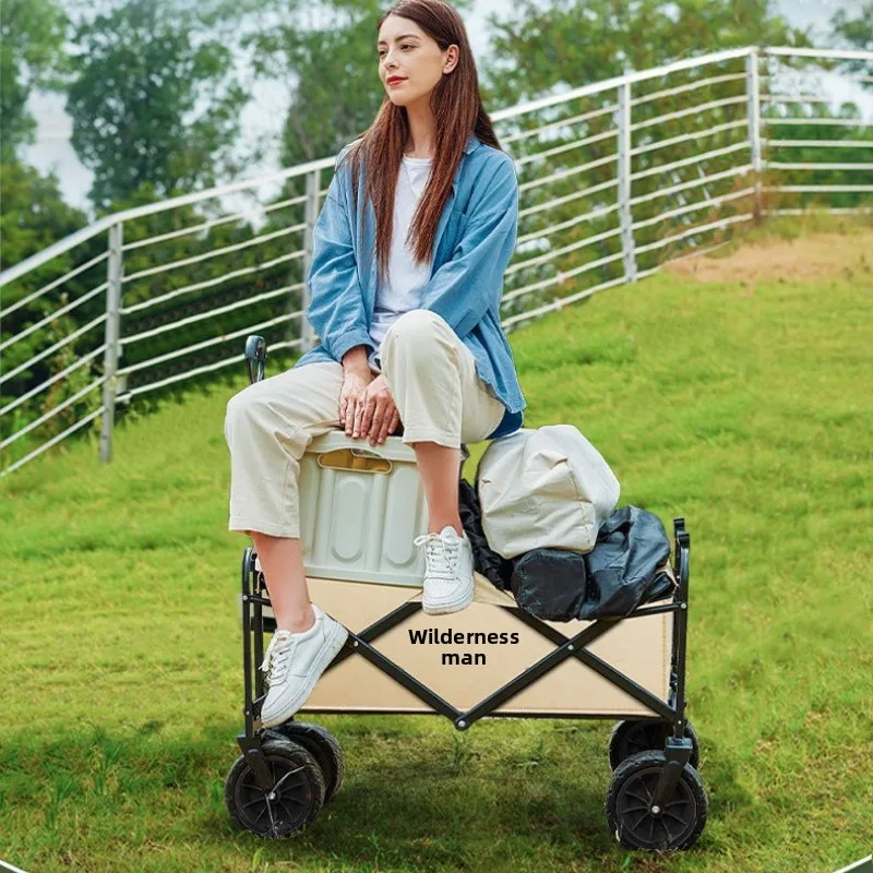 Extra Large Folding Camping Cart Outdoor Hand Cart Trolley Camping Gear Cross Border Folding Cart Camping Wagon Camping Trolley