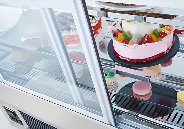 Upright Cake Showcase with LED Lighting and Adjustable Shelves Commercial Glass Display Fridge