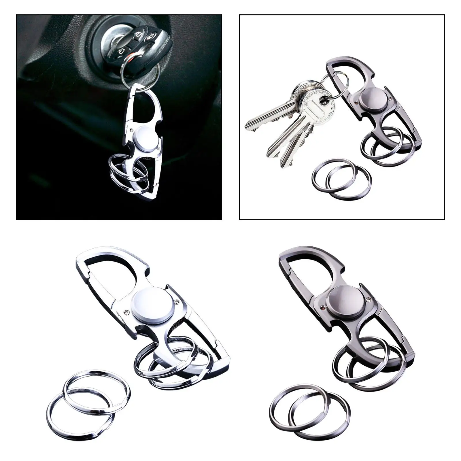 Durable Metal Fidget Toy Keychain Bottle Opener Anti Scratch Detachable Keyring Practical Car Key Chain for Men