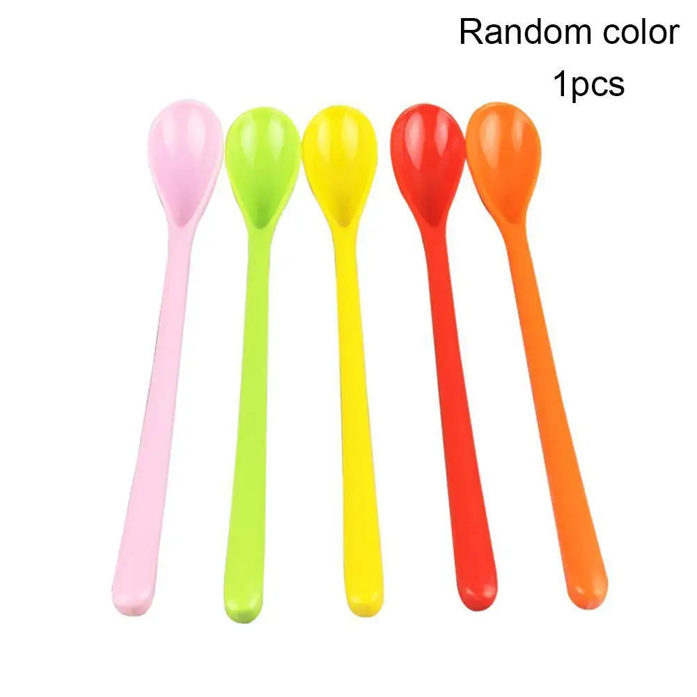 1PC Kitchen Candy Color Spoon Large Long Handle Cooking Baking Heatproof Coffee Spoon Food Cooking Utensils Kitchenware