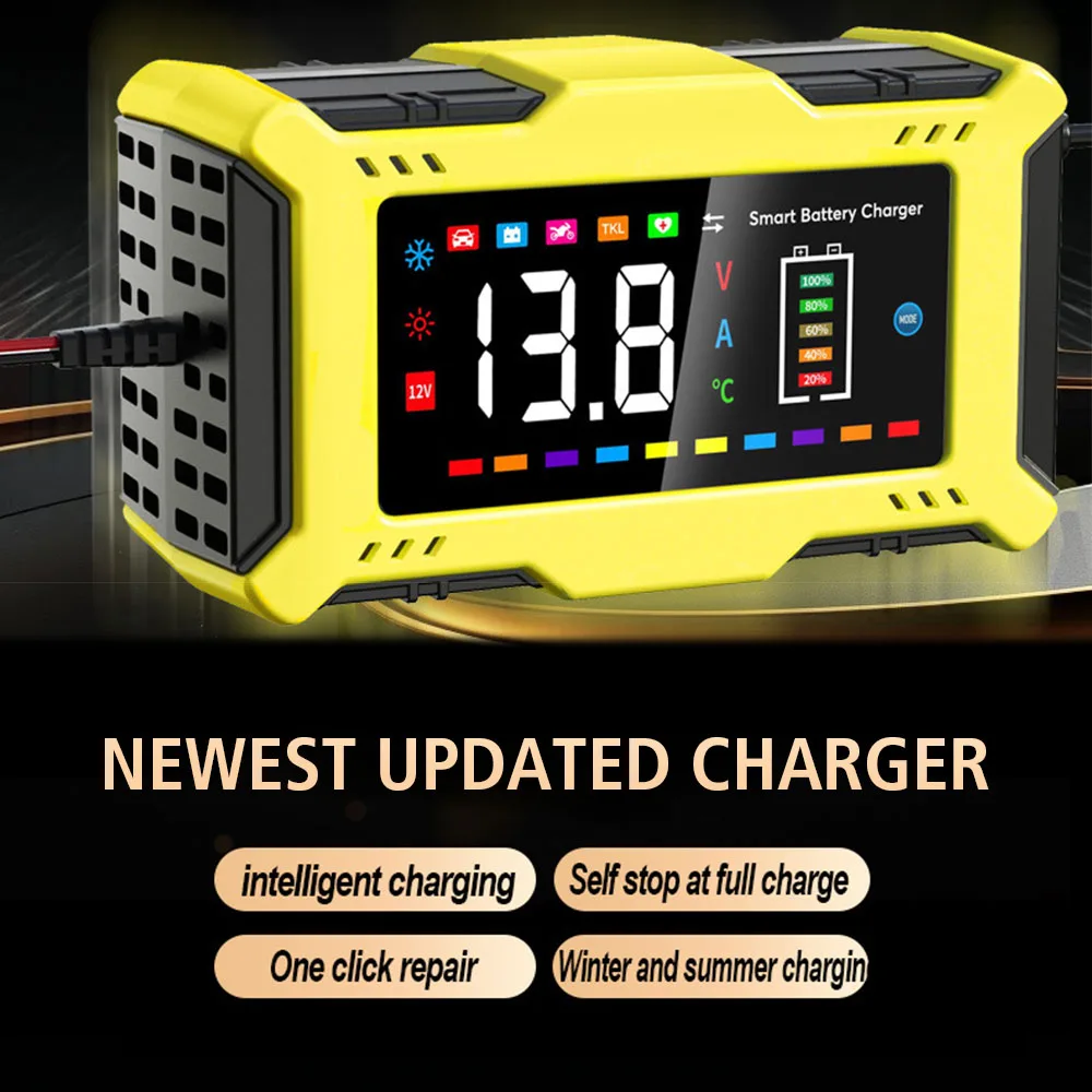 EU/US Plug Car Battery Charger 14.6V/12V 6A Pulse Repair 90W 110V/240V Input For Lead Acid / Lithium Iron Battery