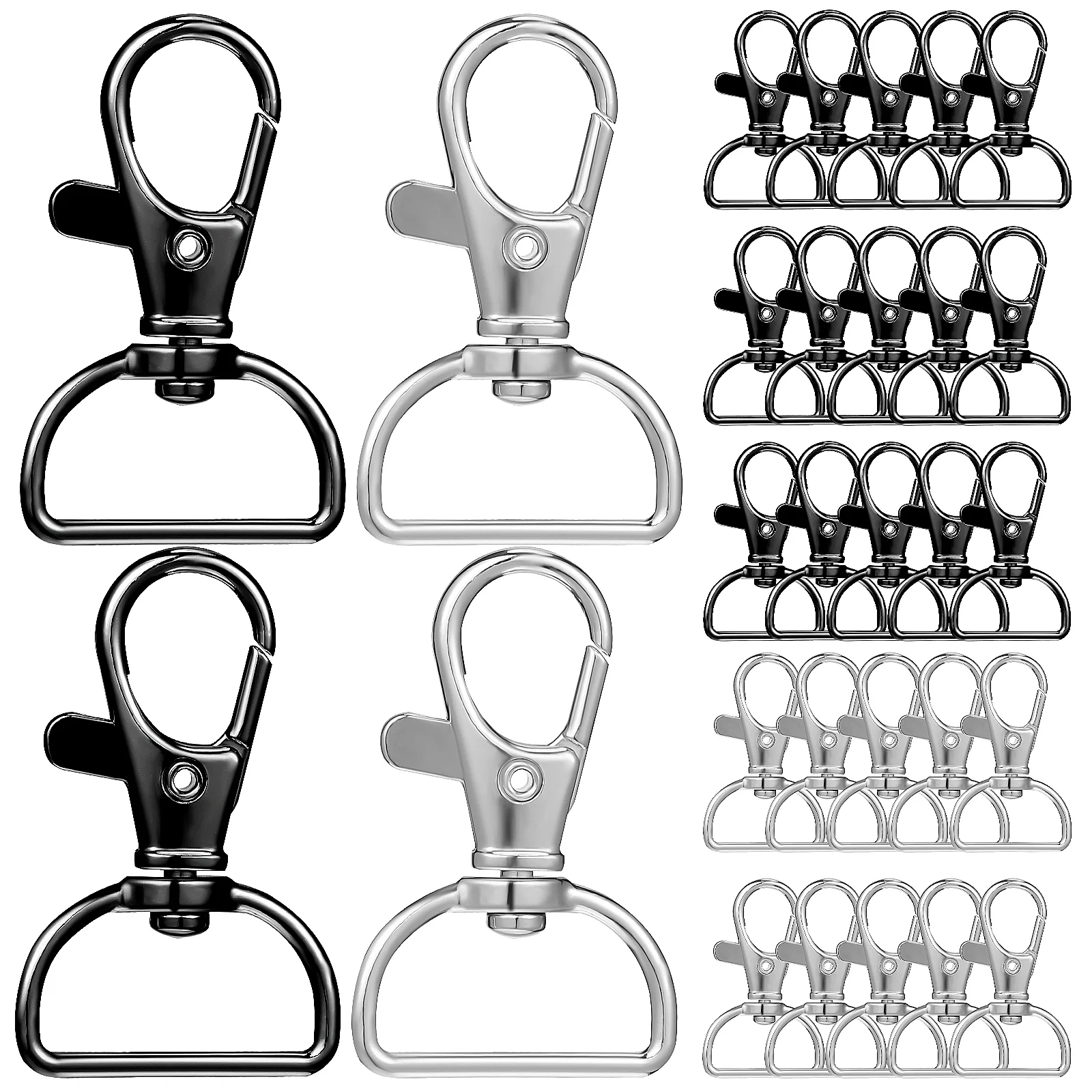 50 Pcs Dog Chain Keychain Zinc Alloy Hook 20mm Nickel Black Pieces Clips Clasps Buckles Rings Supplies Hanging Bride