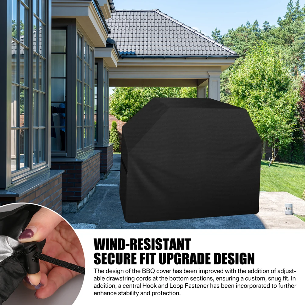 1pcs BBQ Cover Outdoor Dustproof Waterproof Heavy Duty Garden Grill Cover Rain Protective Anti-UV Fade Resistant