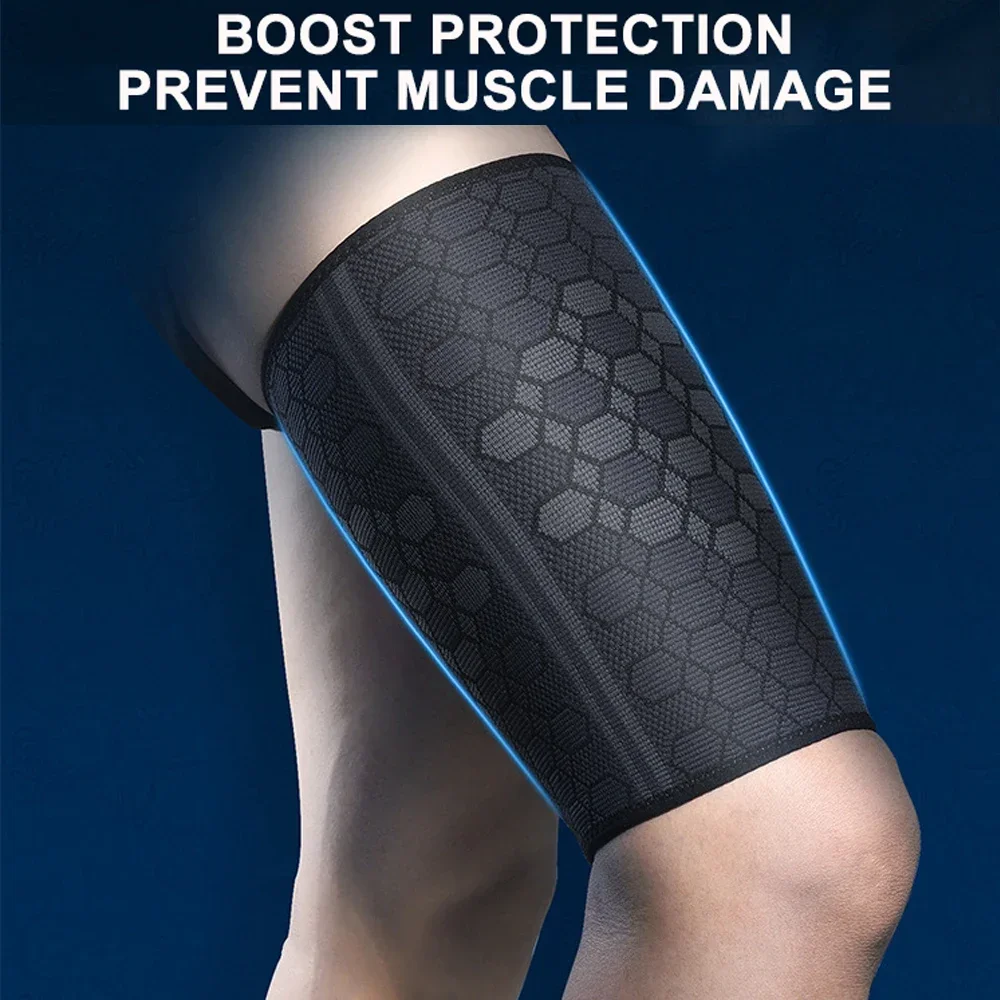 1PCS Thigh Compression Sleeve Breathable Elastic Anti-Slip Quad and Hamstring Support Upper Leg Sleeve for Sport Running Cycling