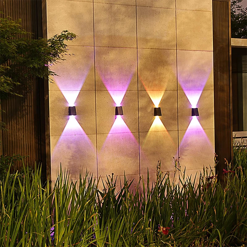 Applique murale solaire à 2LED, imperméable, luminaire décoratif d'extérieur, idéal pour un jardin, une maison ou un porche