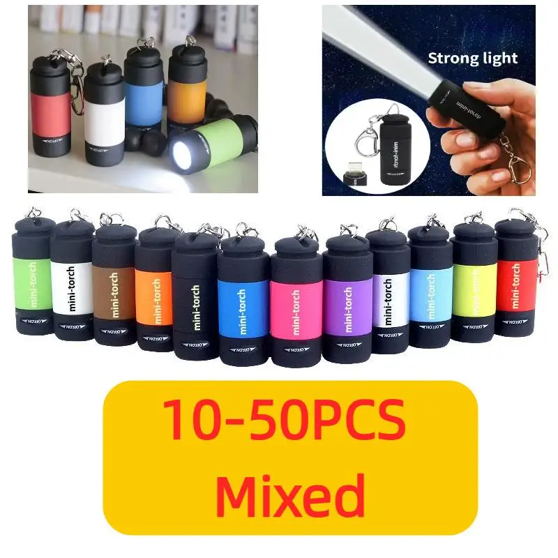 Pocket Keychain Flashlight Waterproof Outdoor Hiking Camping Mini FlashlightUSB Rechargeable LED Multifunctional Strong Light