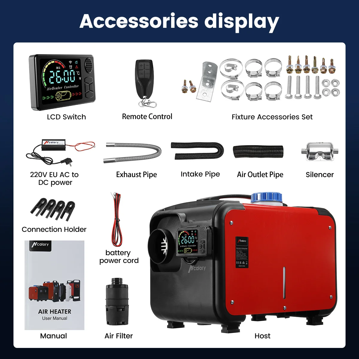 Hcalory-Chauffage à Air Diesel Portable Tout-en-Un, 12V, 5-8kW, 5kW, pour Moteur de Camions, avec Joli à Clé LCD, Nouveauté 2022