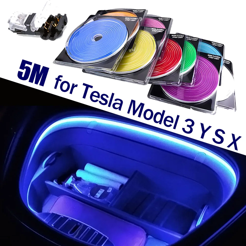 

5M LED Car Front Trunk Light Strip Easy Install Modified Lighting for Tesla Model 3 Y S X Waterproof interior LED Neon Lamp