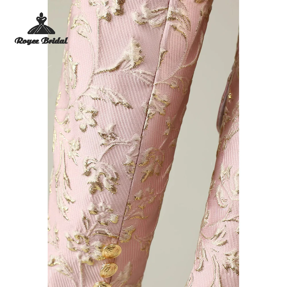 Garnitur męski żakardowy dwuczęściowy jednorzędowy na wesele 2026 z klapami szalowymi, garnitur wieczorowy szyty na miarę trajes para hombre